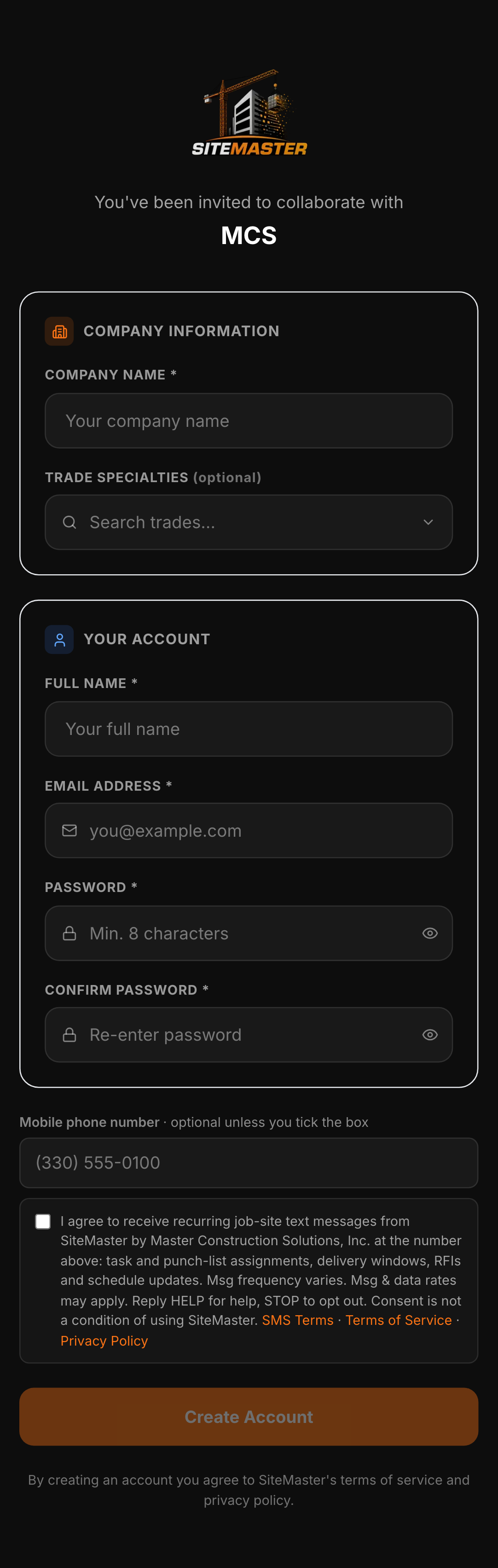 Android phone → the same account screen